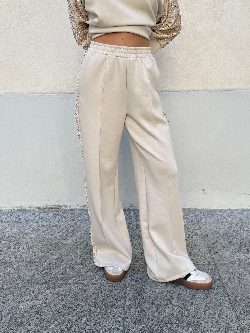 Tuta Inserti Paillettes L3110 Panna