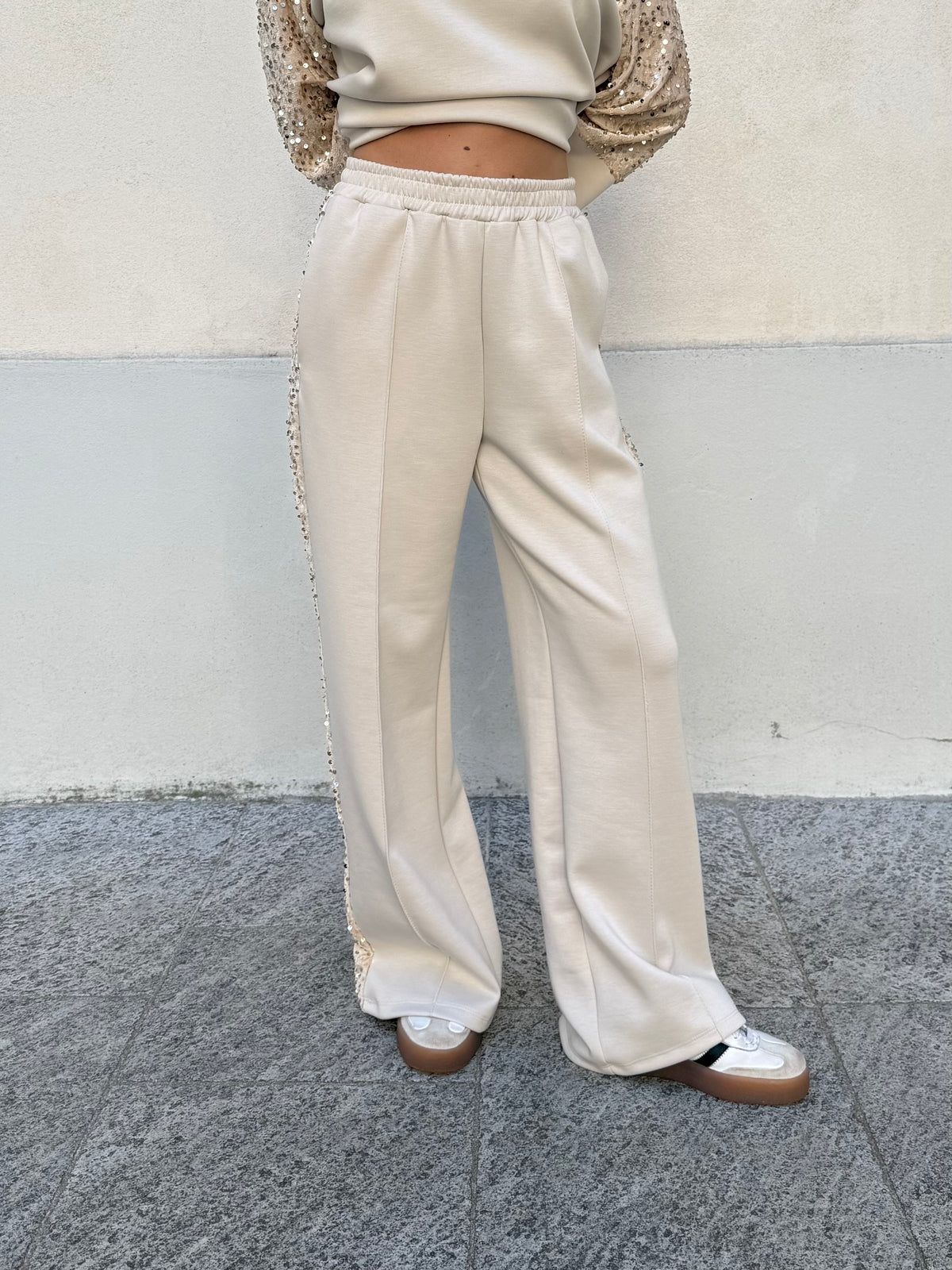 Tuta Inserti Paillettes L3110 Panna