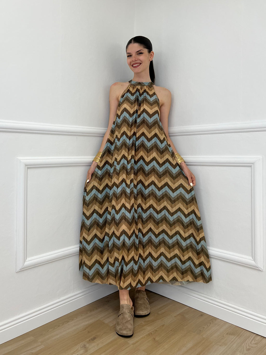 Abito Lurex Chevron 1372 Cielo