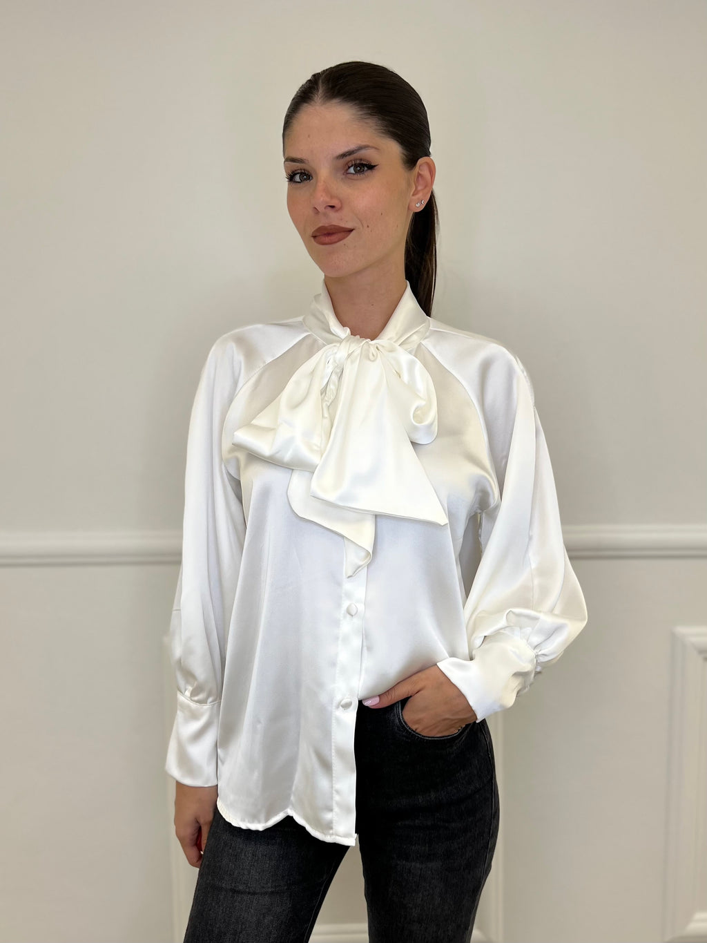 Camicia Satin Fiocco 4218 Bianco - Bazar Abbigliamento