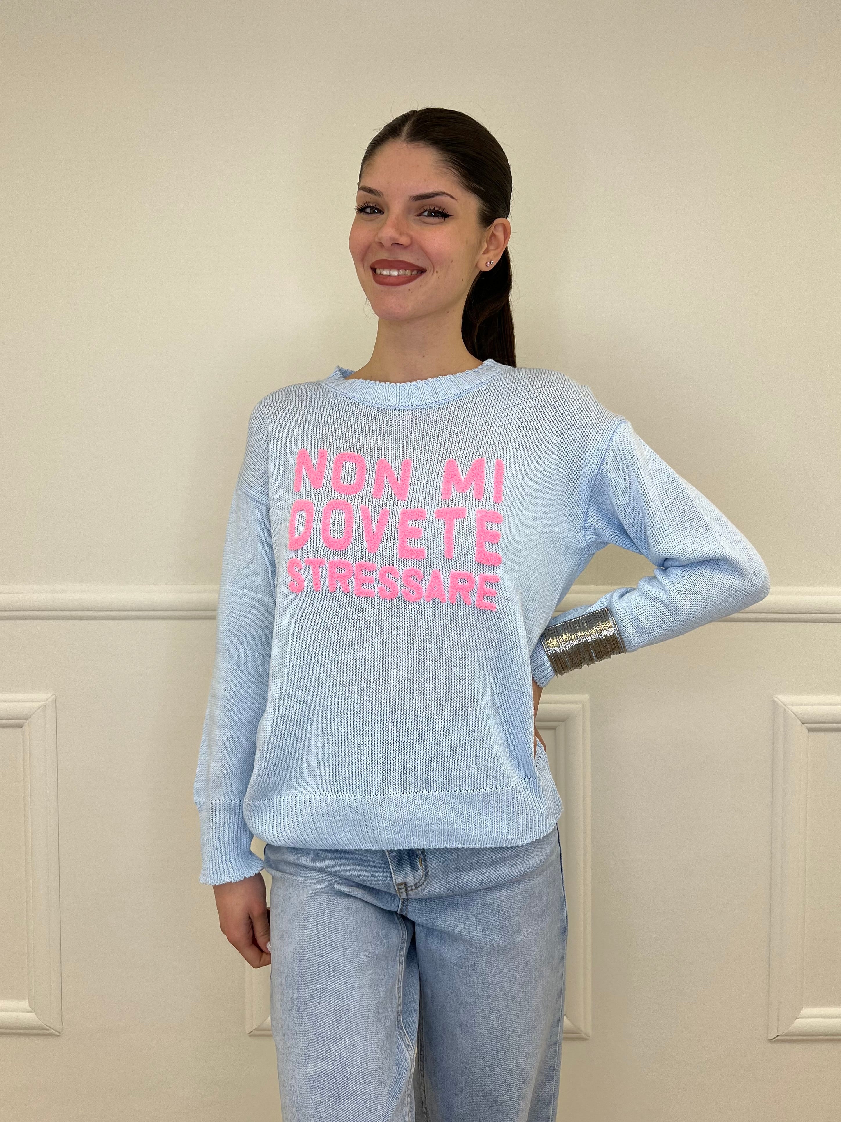 Maglia "Non Mi Dovete Stressare" 3695 Azzurro