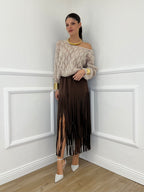 Gonna Viscosa Frange 5307 Moro