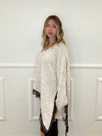 Maglia Lana Asimmetrica con Pizzo 25743 Ecru