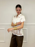 Camicia Ricami Paisley 18180 Panna