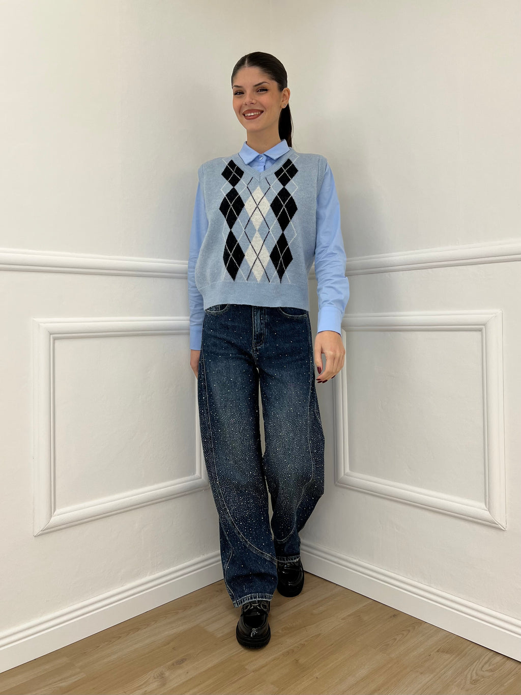 Gilet Losanghe 261711 Azzurro