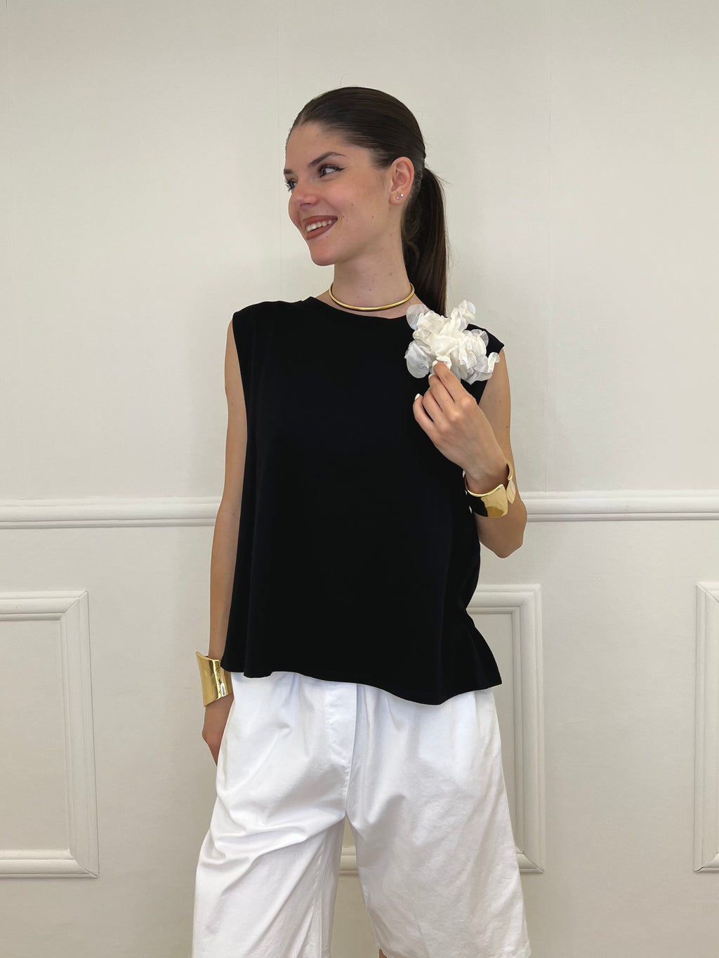 Maglia Spilla Schiena Cut Out 5358 Nero