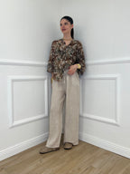Camicia Jungle Cotone e Seta 93-242 Marrone