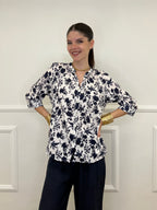 Camicia Fiori Coreana 2588-2 Blu