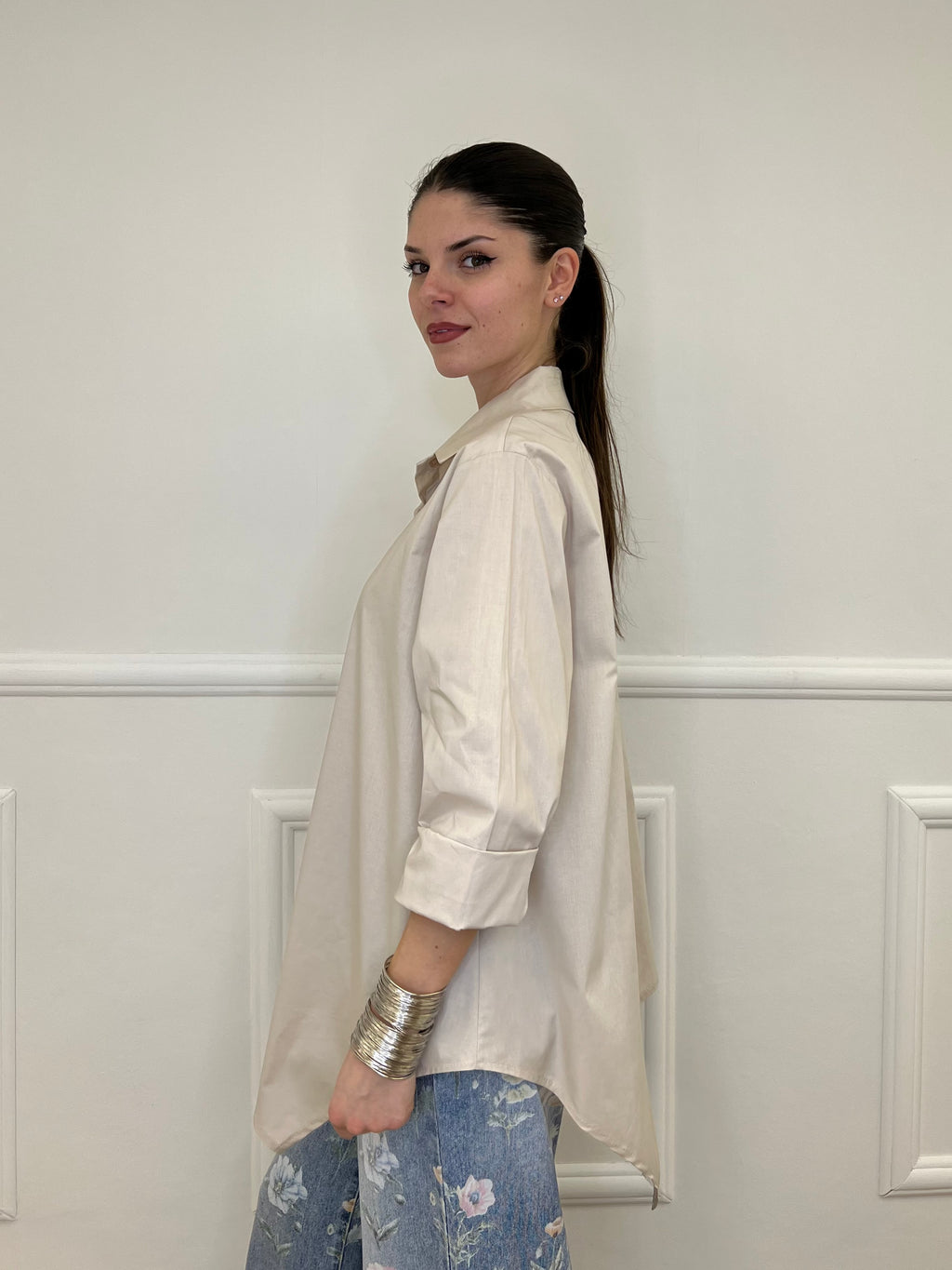 Camicia Asimmetrica 41915 Beige