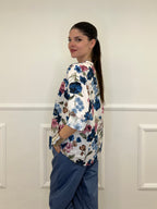 Camicia Fiori Strop Coreana 2588 Blu