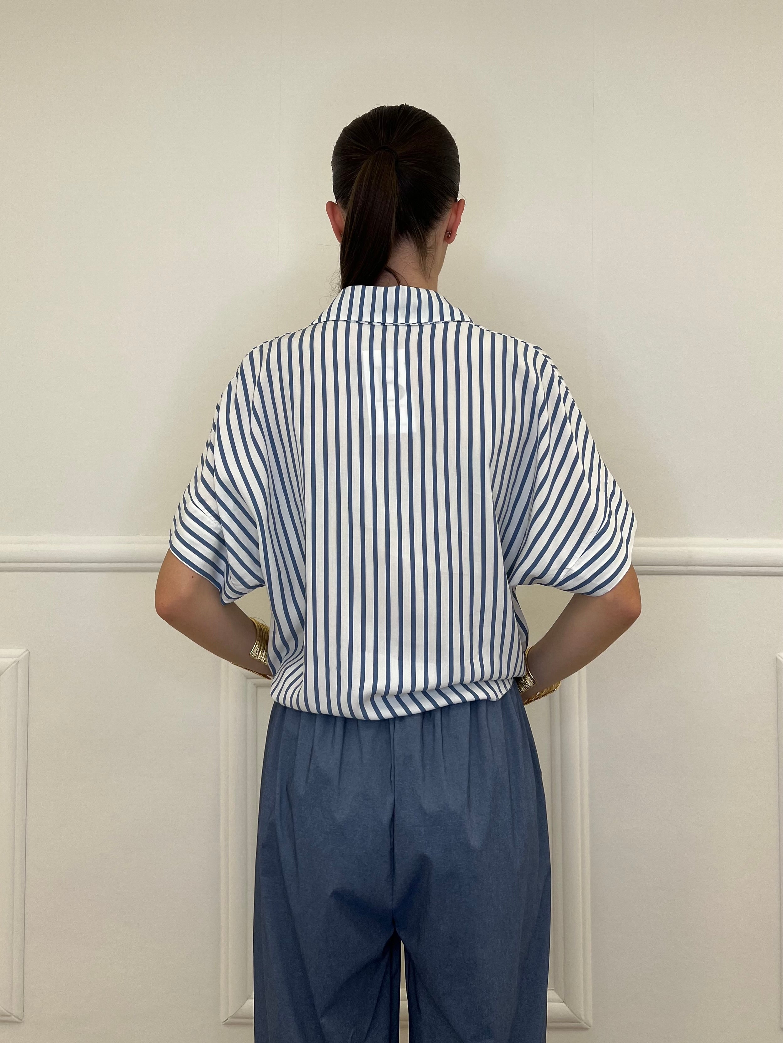 Camicia Righe Nodo Viscosa 2351 Avio