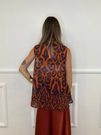 Camicia Trapezio Fantasia 4565 Rame e Blu