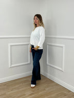 T-shirt Boxy Maniche Lunghe T10512 Bianco