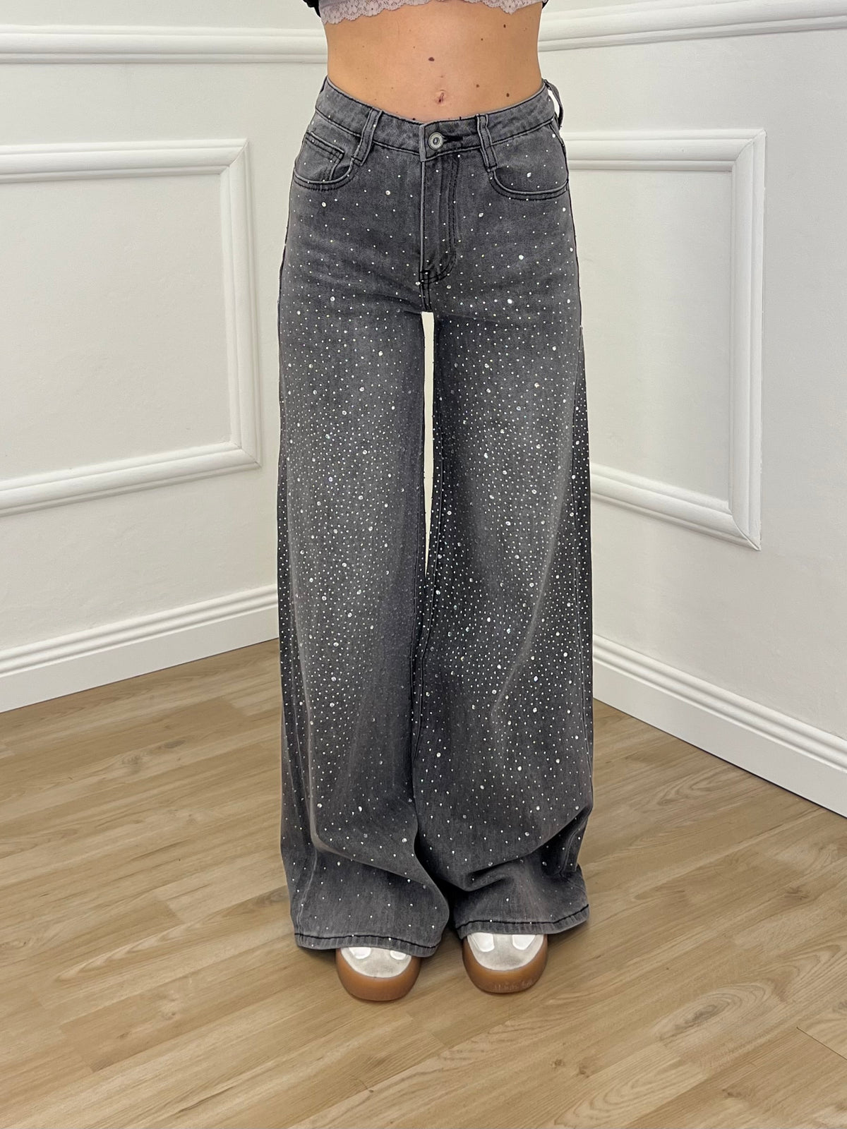 Jeans Palazzo Strass 9290 Grigio