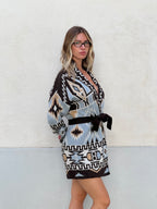Cappotto Etnico In Lana e Alpaca 10391 Moro e Azzurro