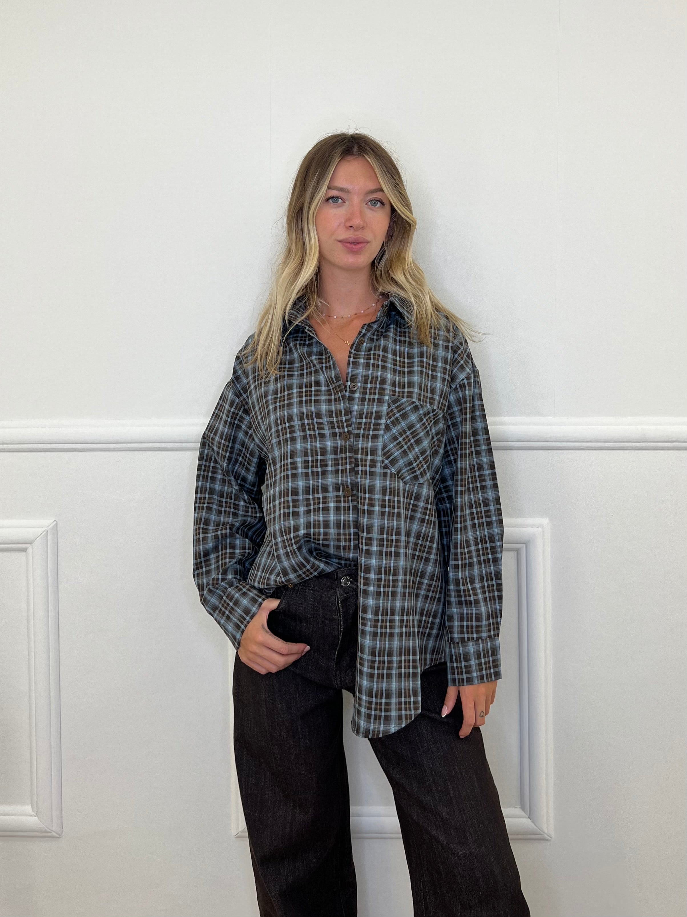 Camicia Check 17298 Marrone e Azzurro