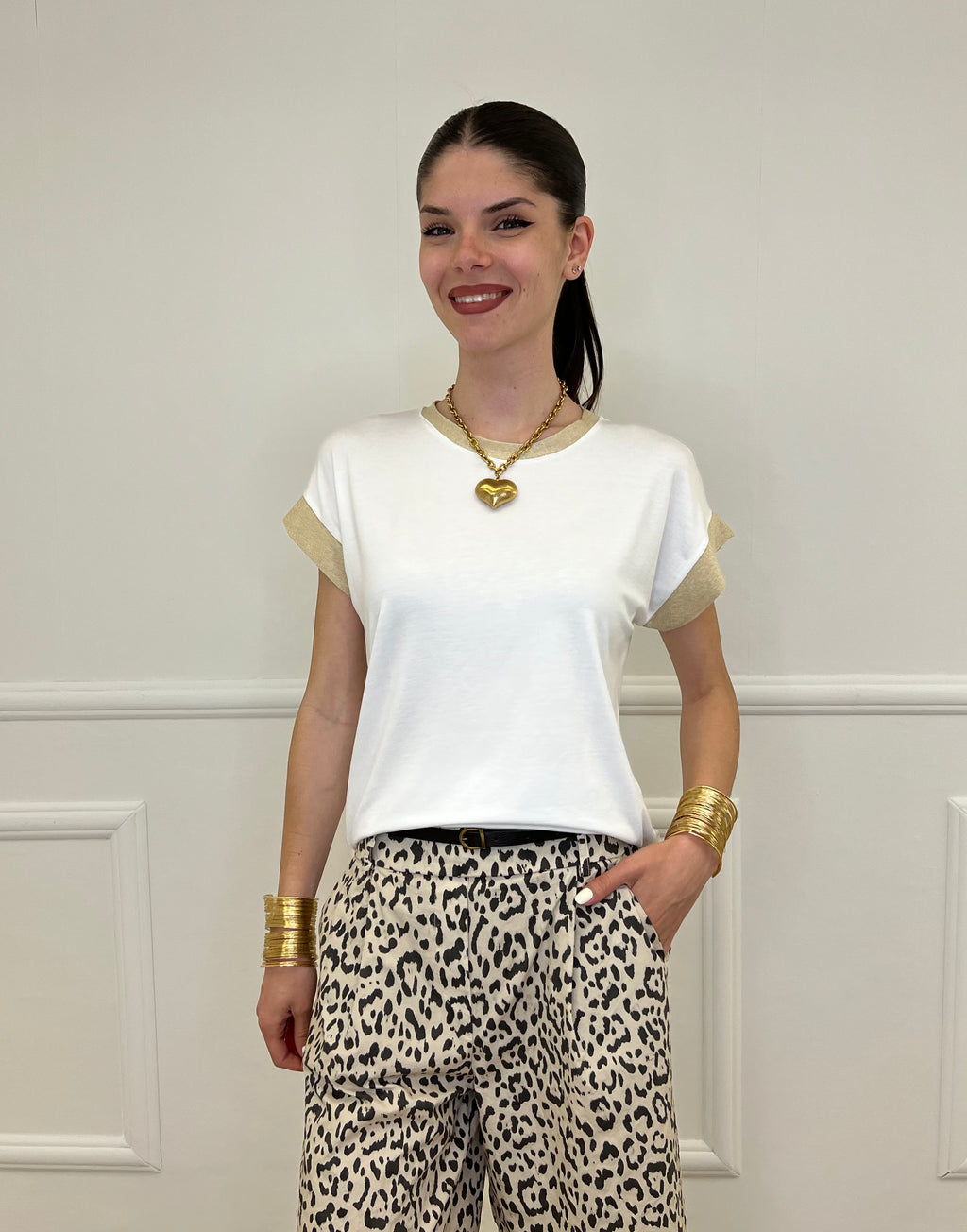 T-shirt Profili Lurex 24288 Bianco