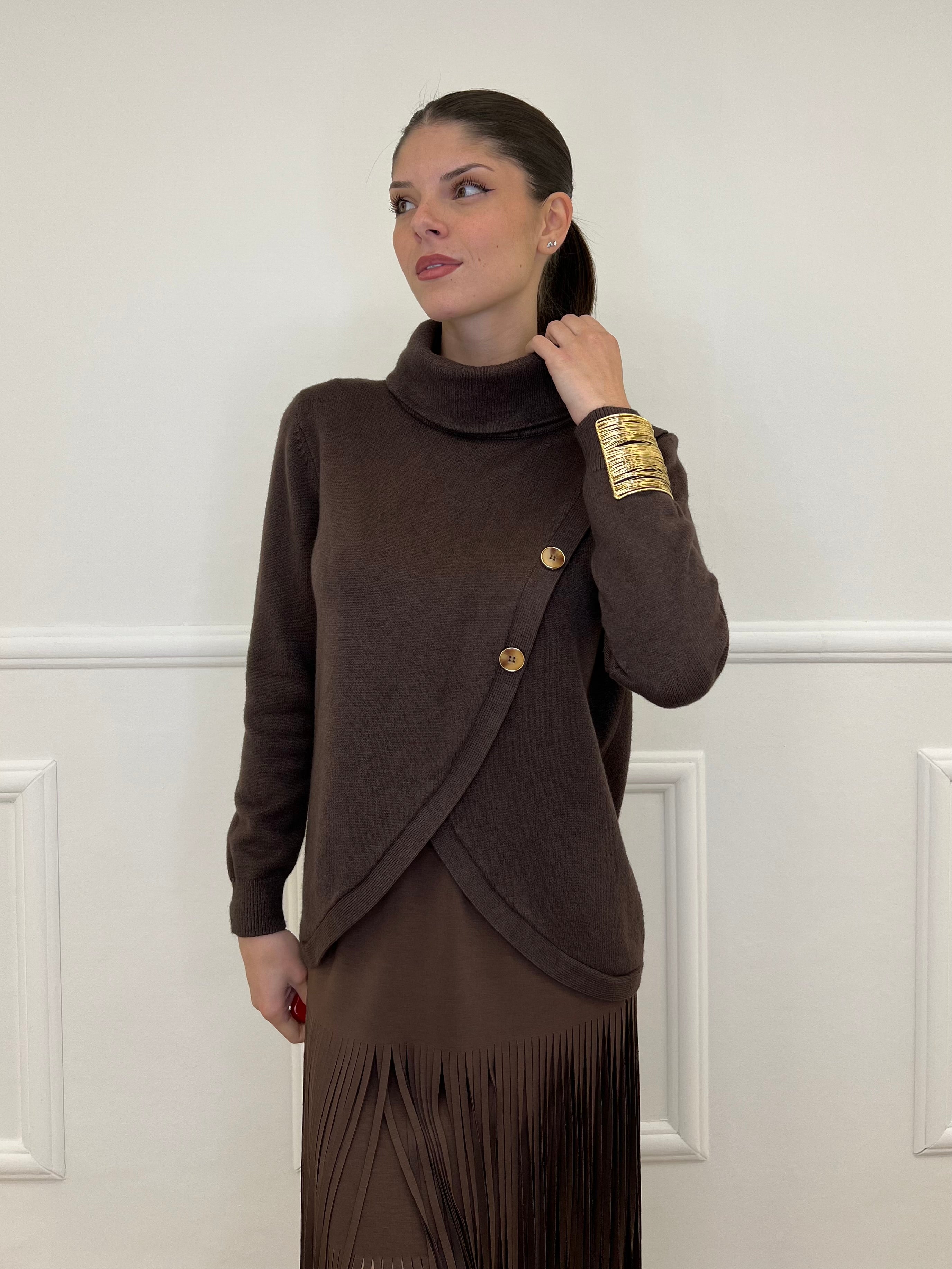 Maglia Sormontata Bottoni 9632 Moro