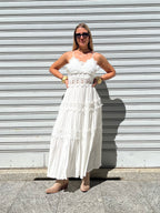 Abito Inserti Macramè 18085 Bianco
