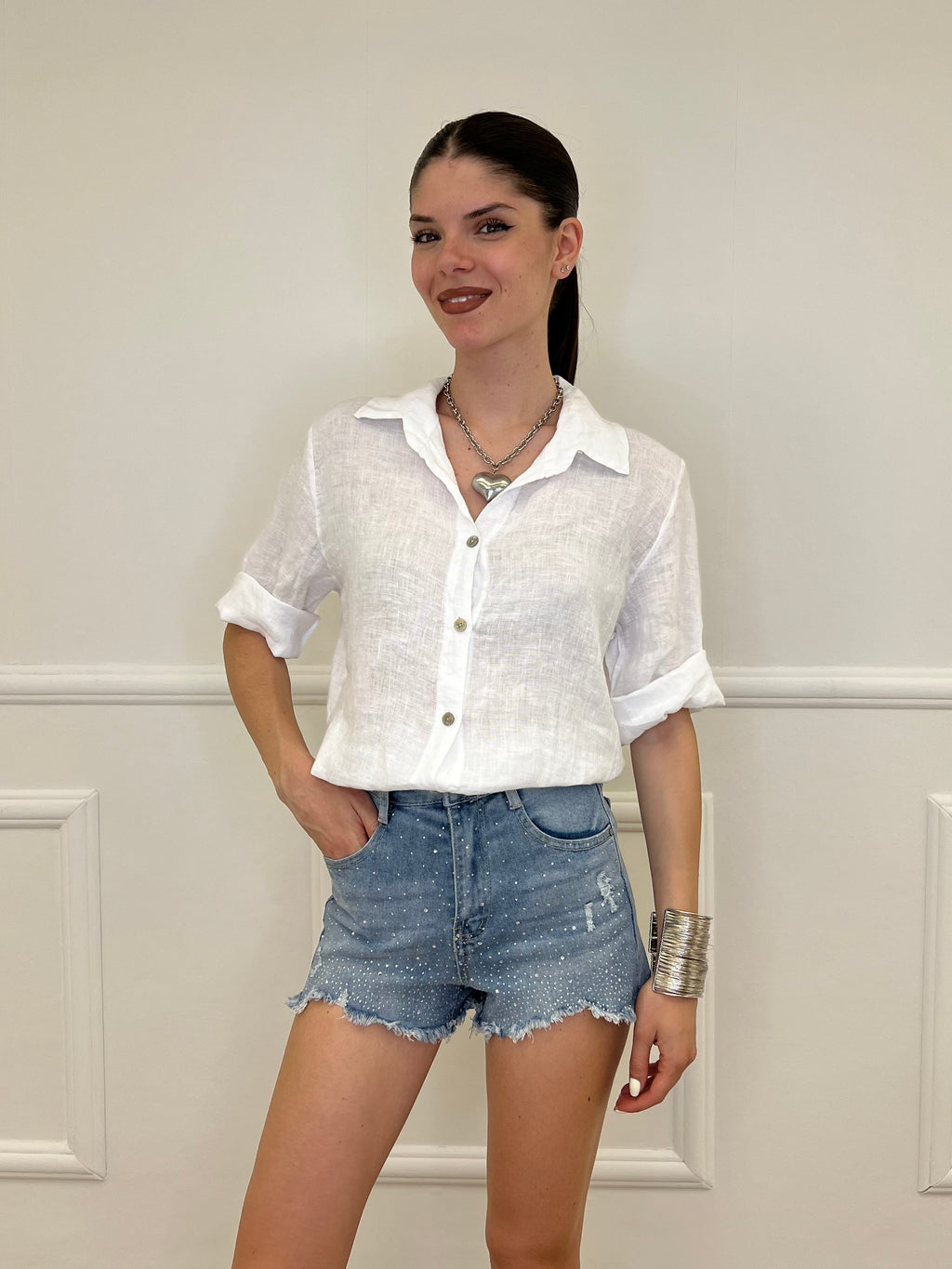 Camicia Over In Lino 1789 Bianco