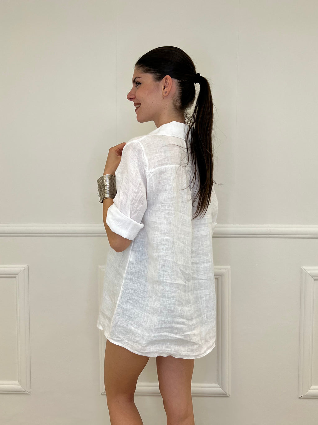 Camicia Over In Lino 1789 Bianco