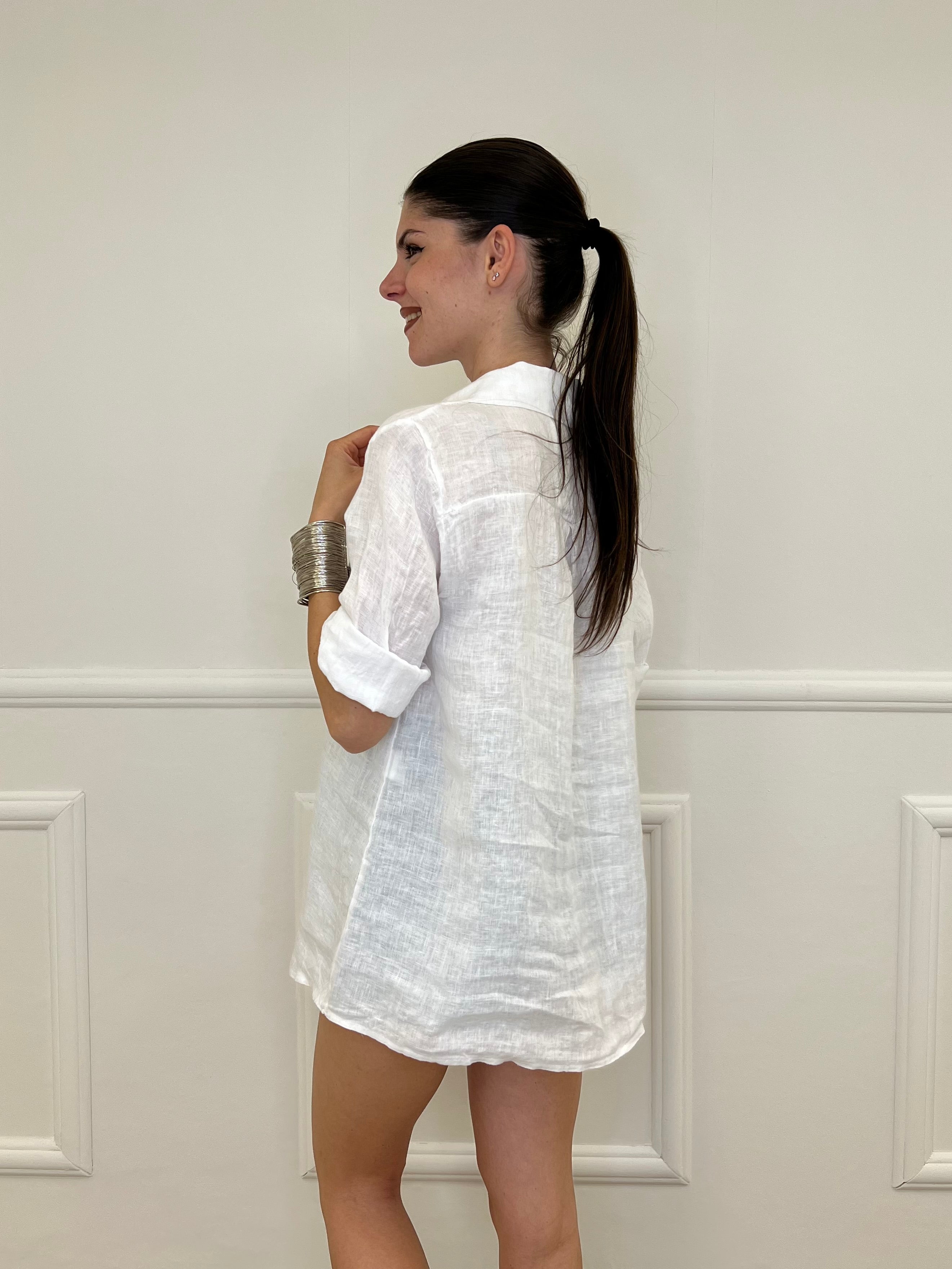 Camicia Over In Lino 1789 Bianco