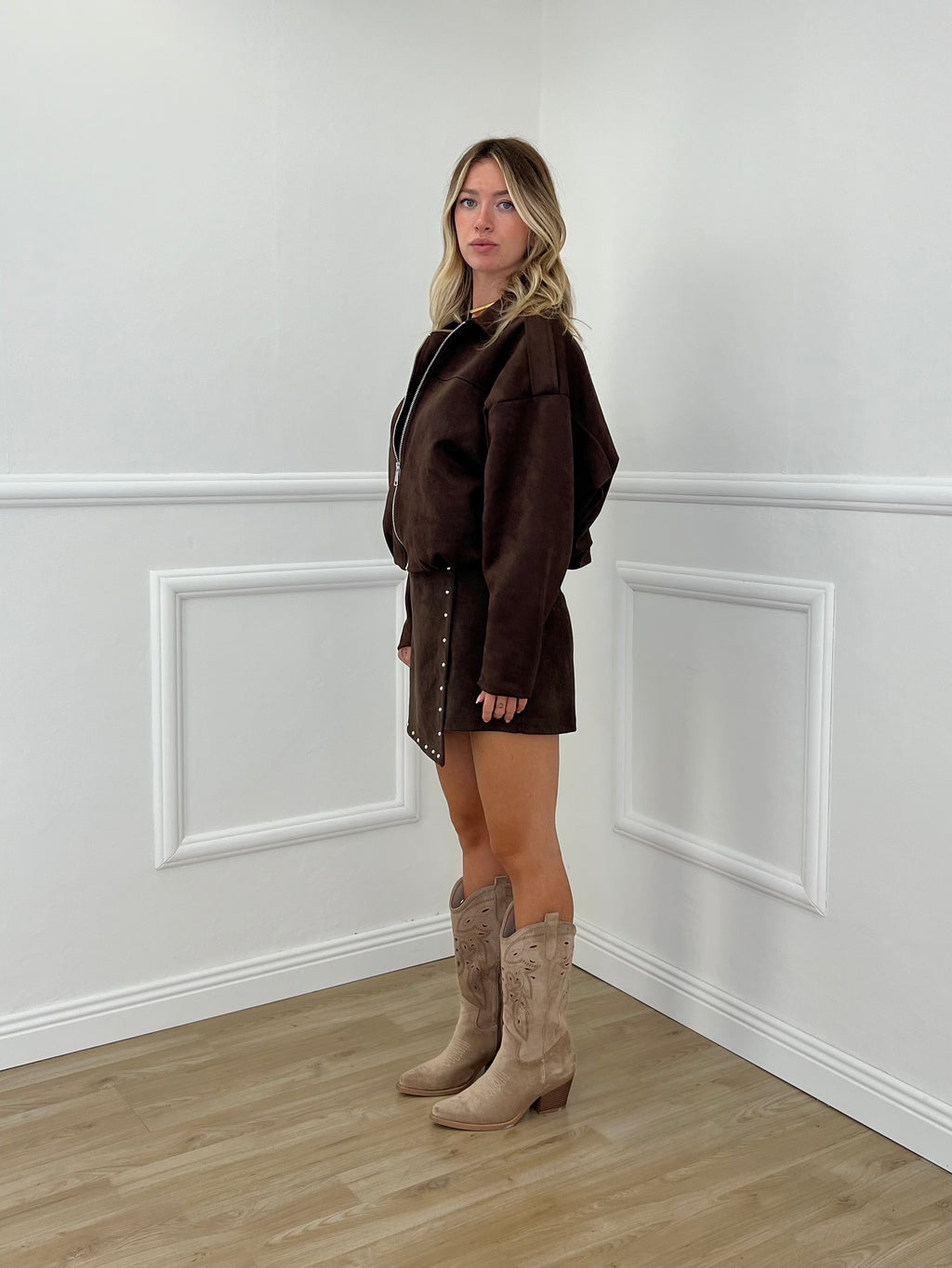 Bomber Scamosciato D28021 Moro