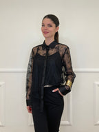 Twin Set Camicia in Pizzo e Top Y7097 Nero