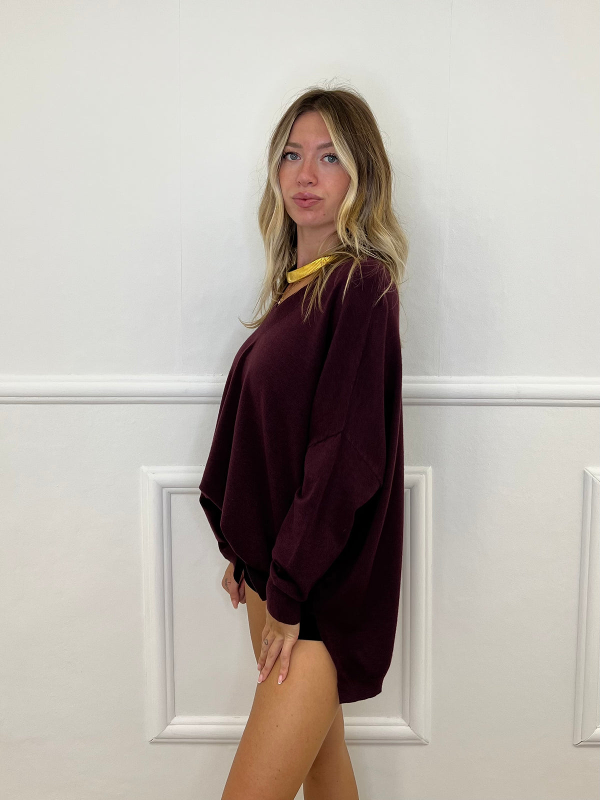 Maglia Over Scollo V 6010 Burgundy