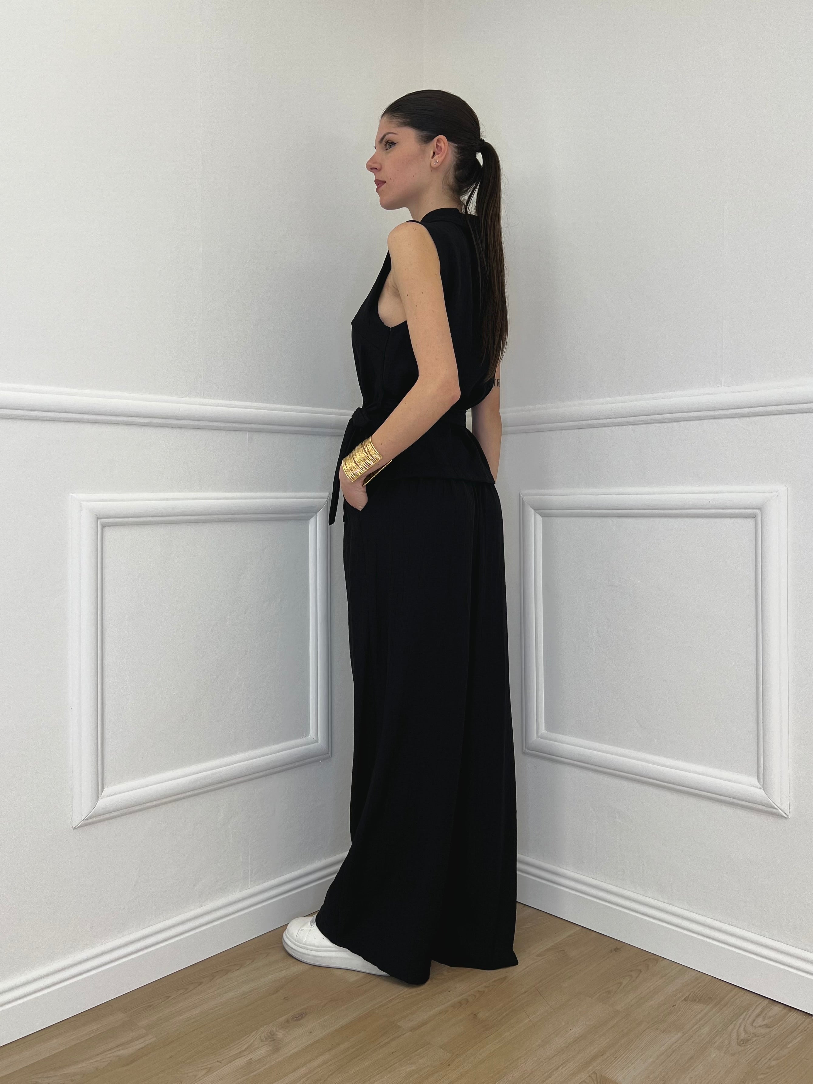 Completo Gilet Fiocco Crêpe 2852 Nero