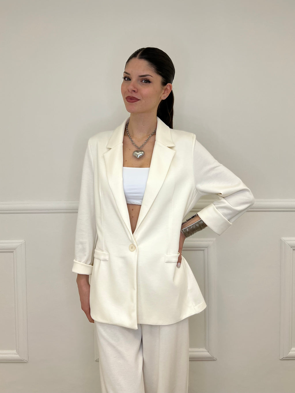 Blazer in Viscosa 27435 Panna