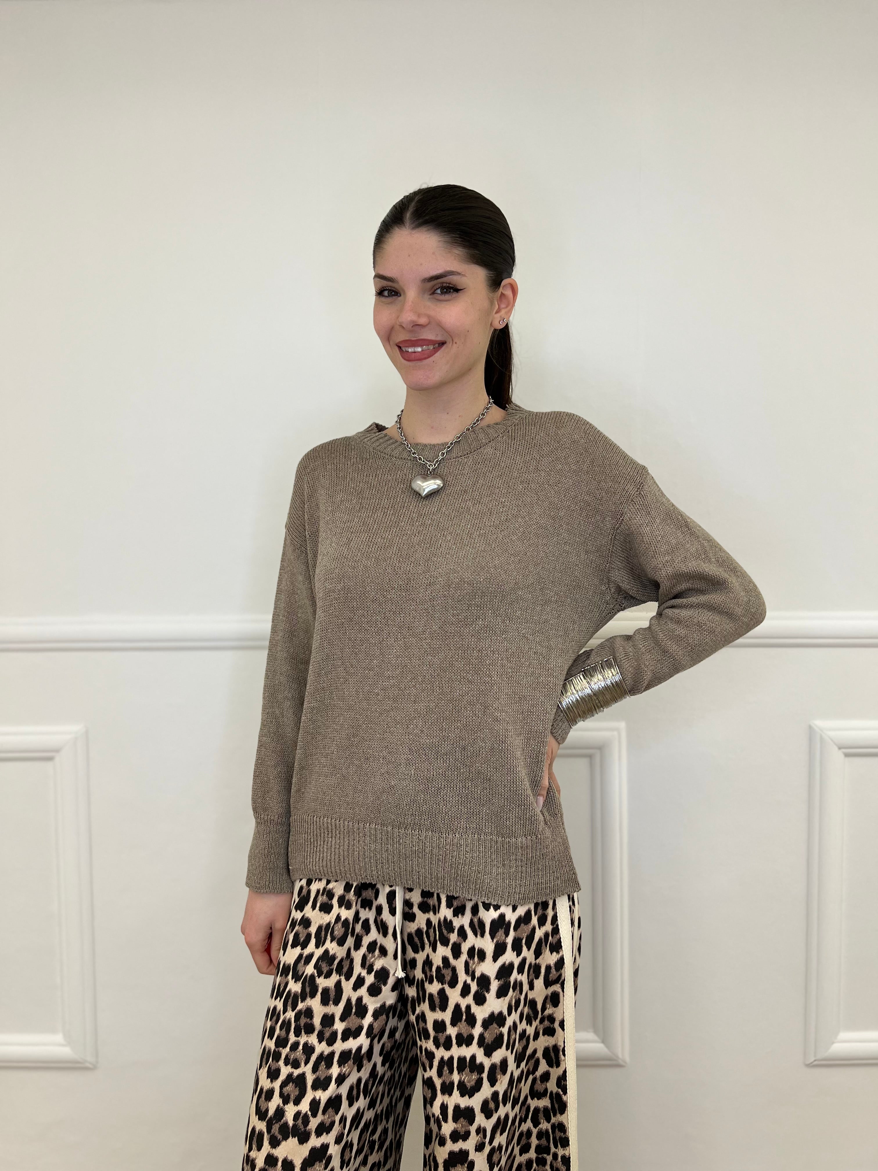 Maglia Over Cotone 3686 Taupe