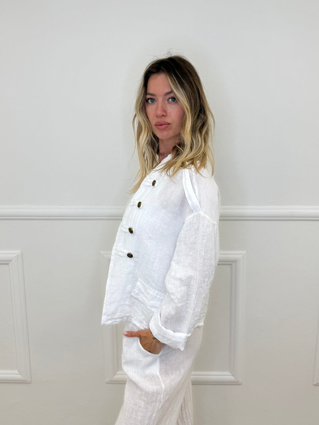Giacca 100% Lino Alamari 926165 Bianco
