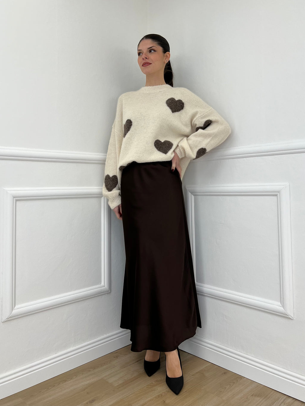 Maglia Shetland Cuori 2405 Ecru