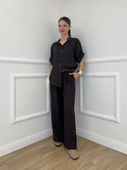 Pantalone Lino Cintura 22525 Moro