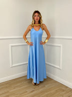 Vestito Satinato 1072 Azzurro