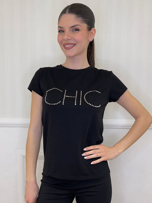 T-shirt Chic Borchie 24022 Nero - Bazar Abbigliamento