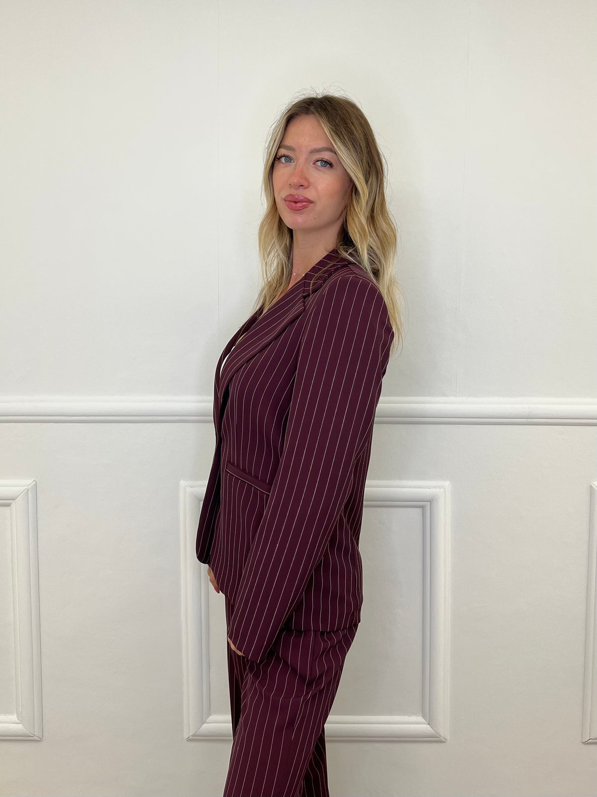 Tailleur Gessato Monopetto 83459 Burgundy