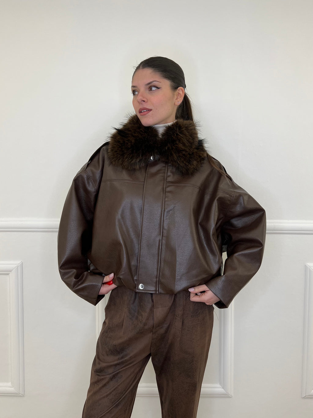 Bomber Collo Pelliccia 19279 Moro