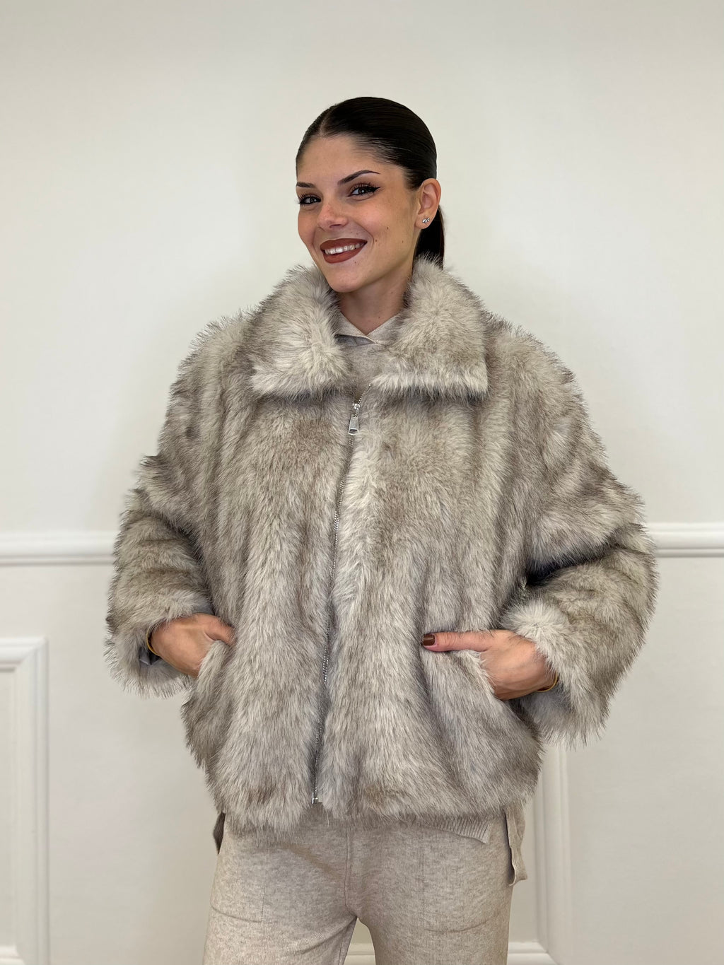 Pelliccia Zip C058 Ecru