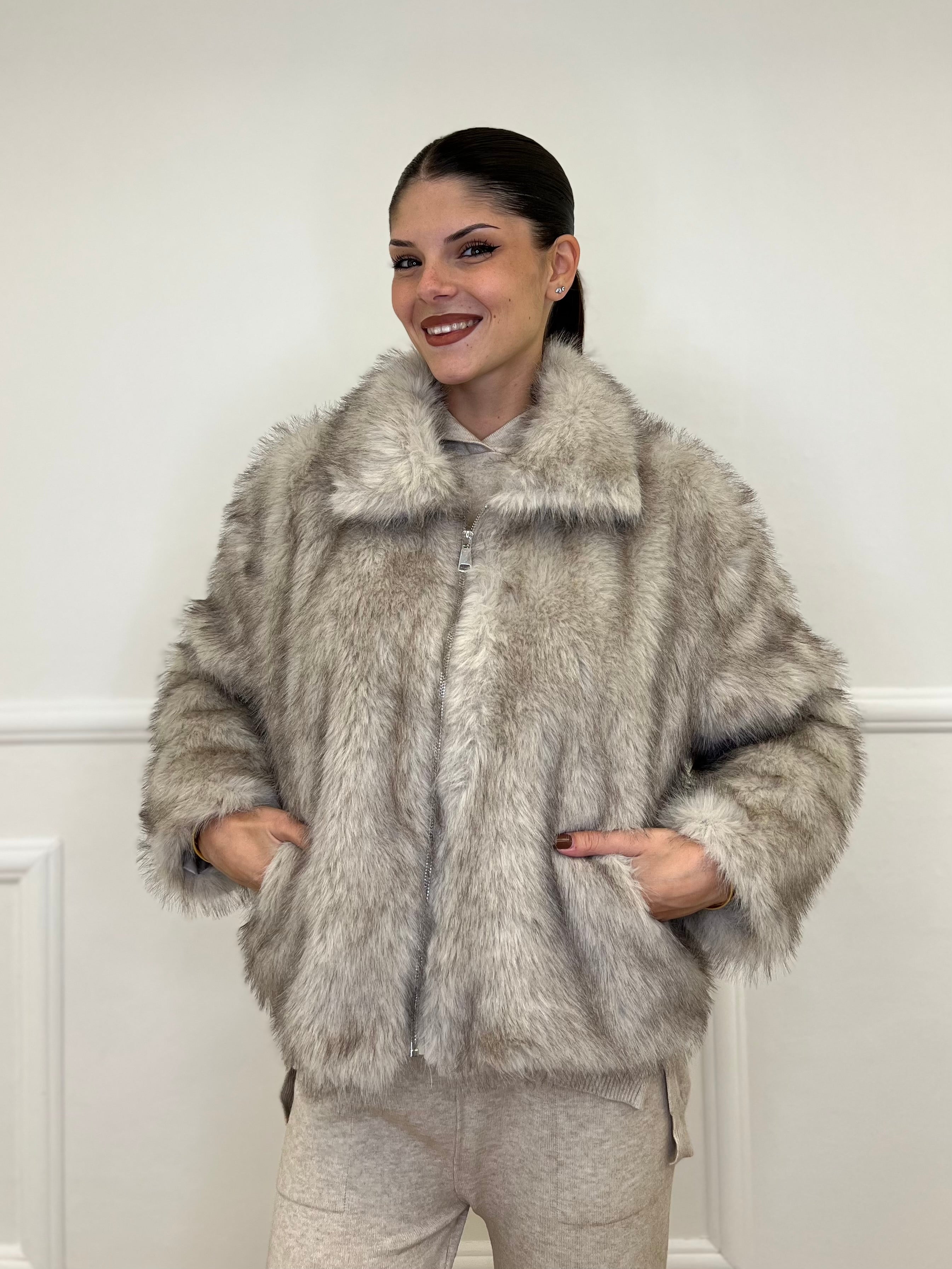 Pelliccia Zip C058 Ecru