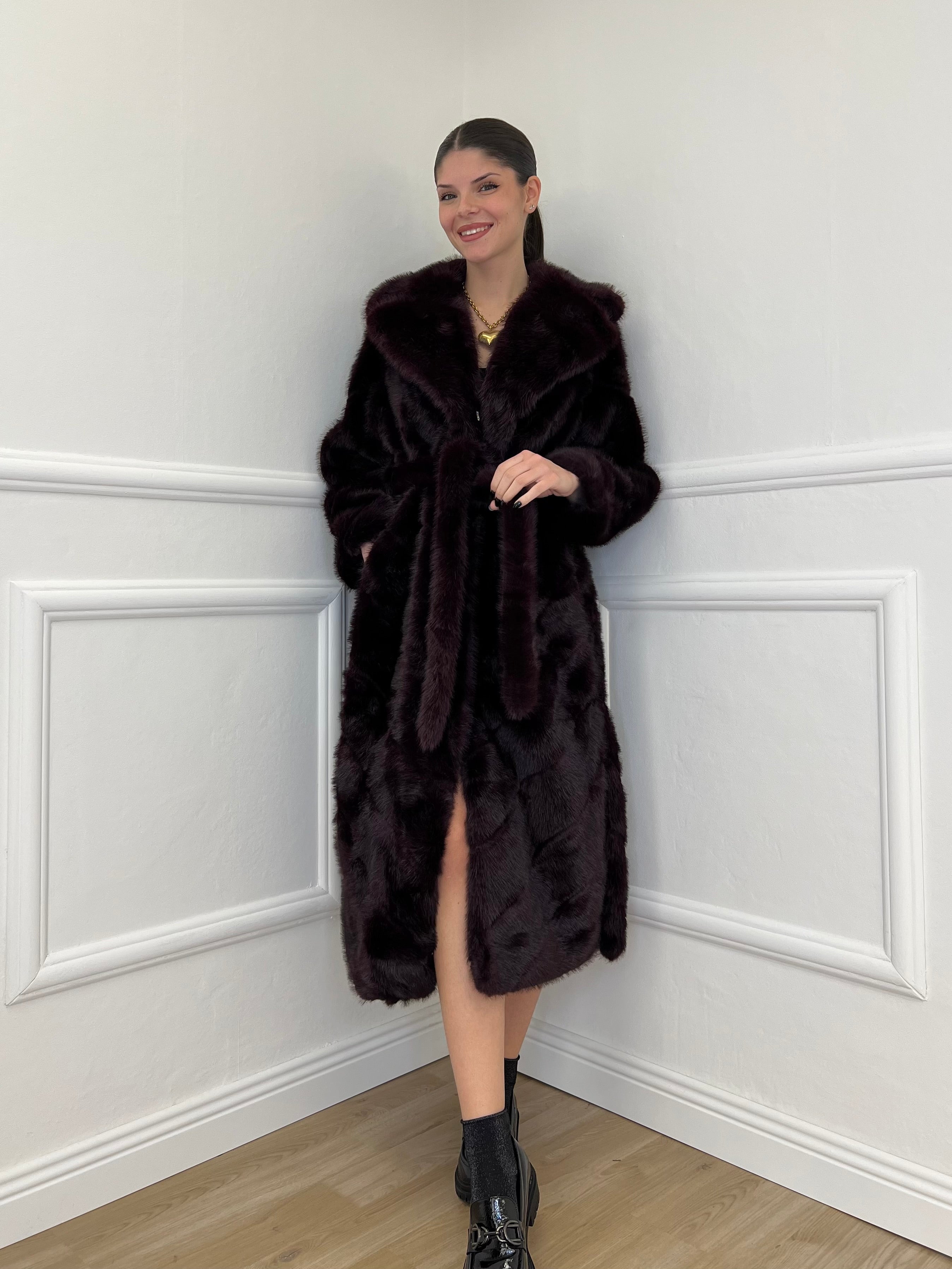 Pelliccia Lunga Fusciacca Y0223 Burgundy