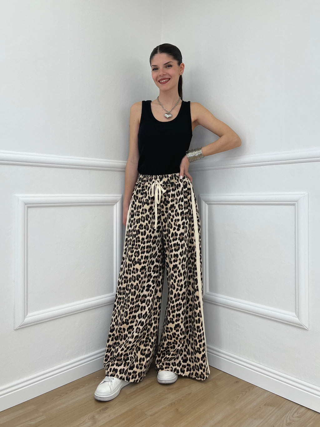 Pantalone Palazzo Animalier Bande 7809