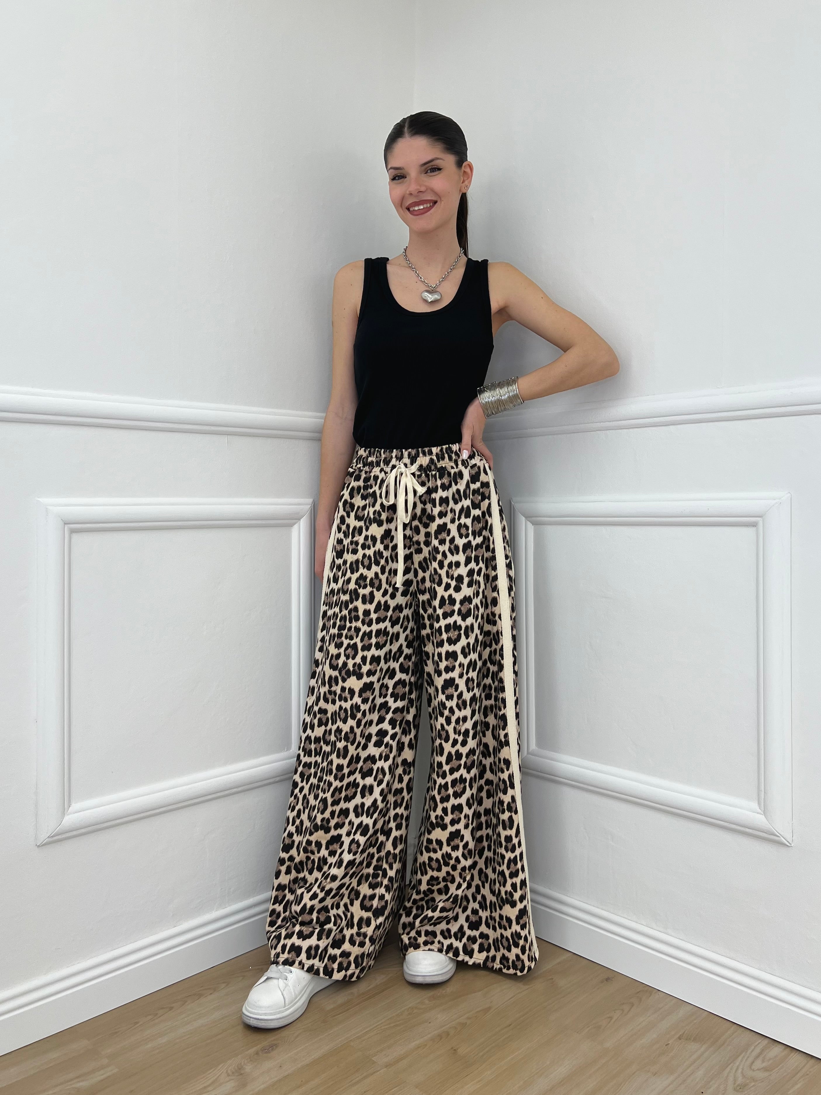 Pantalone Palazzo Animalier Bande 7809