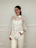 Twin Set Camicia in Pizzo e Top Y7097 Ecru