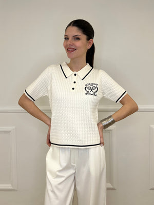 Polo in Maglia Jacquard L8086 Bianco