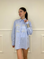 Maxi Camicia con Perle K880 Azzurro
