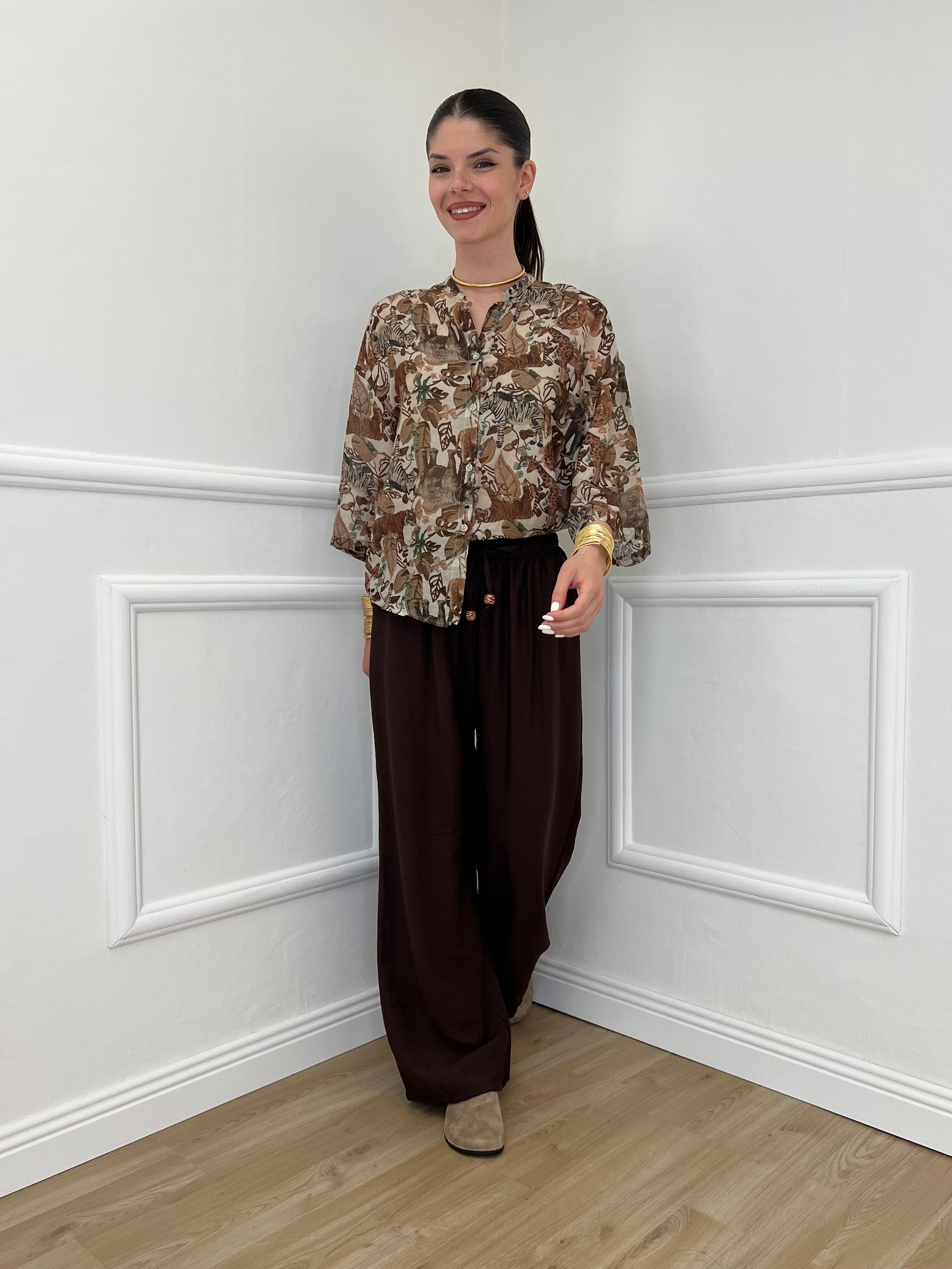 Pantalone Froissé Coulisse 81005 Marrone