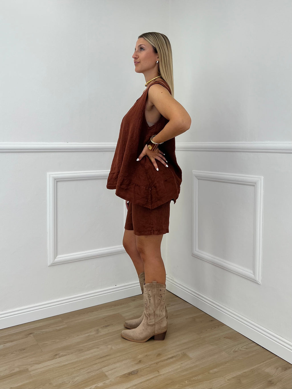 Canotta Over Lino 1178 Mattone