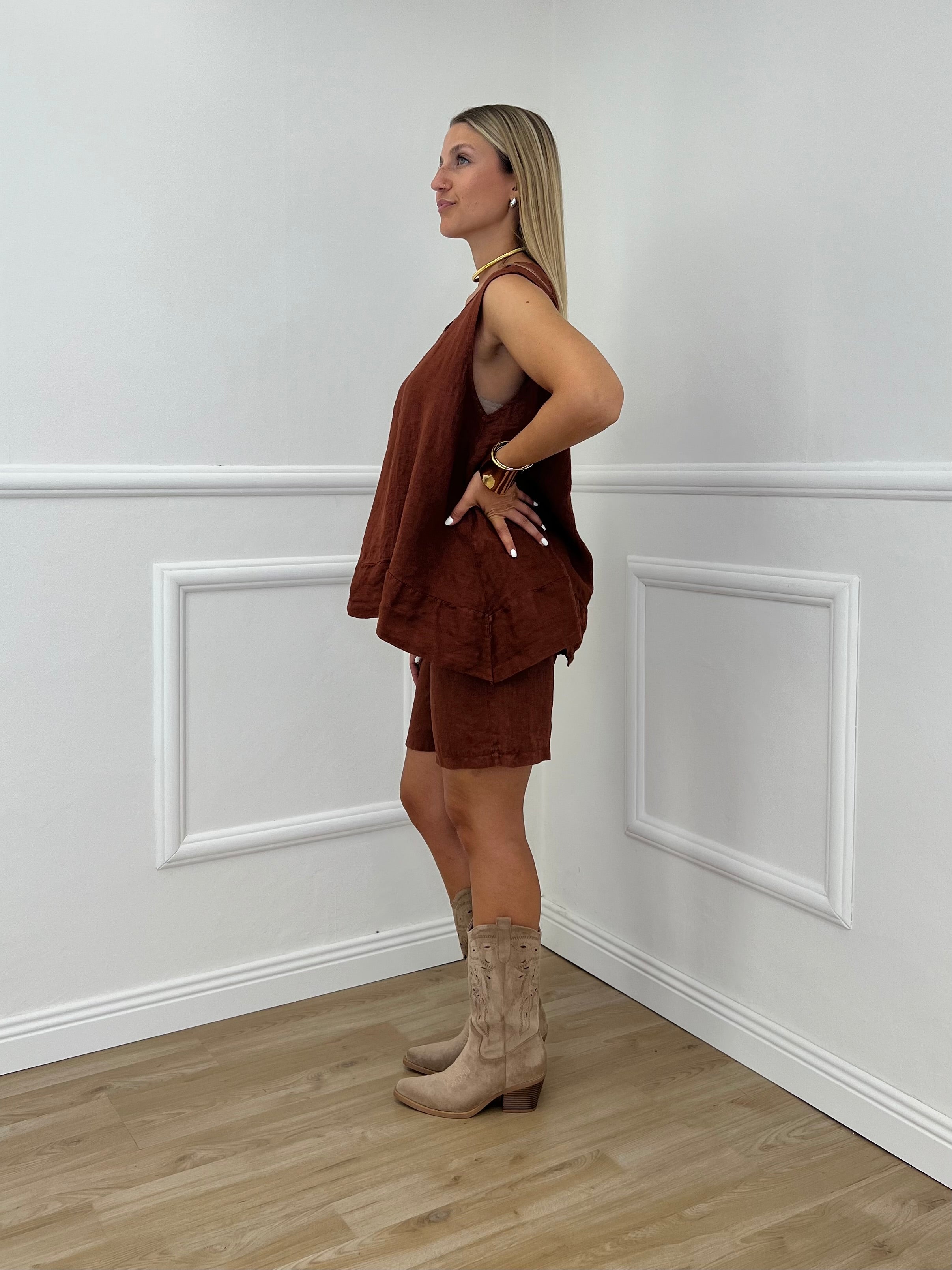 Canotta Over Lino 1178 Mattone